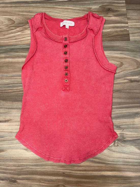 Hippie Rose Tops - Hippie Rose Coral Pink Ribbed Button-Front Tank